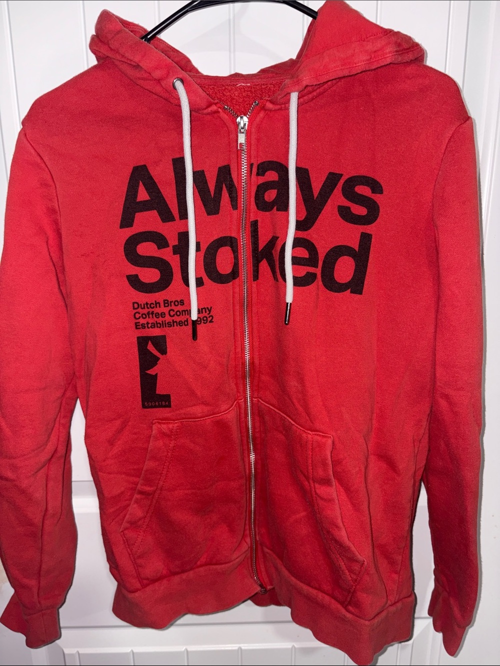 Dutch Bros Red Zip Hoodie mens M